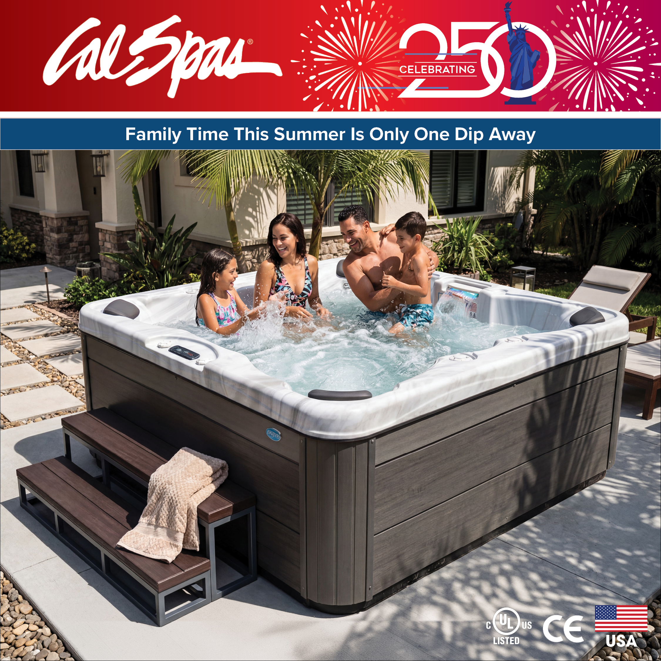 Calspas hot tub being used in a family setting - Rohnert Park